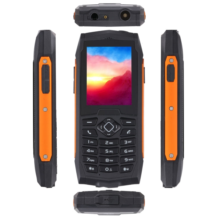 Rugtel R1D Rugged Phone, IP68 Waterproof Dustproof Shockproof, 2.4 inch, MTK6261D, 2000mAh Battery, Loud Box Speaker, FM, Network: 2G, Dual SIM(Orange) - free shipping - PMC TechLife - Order now!