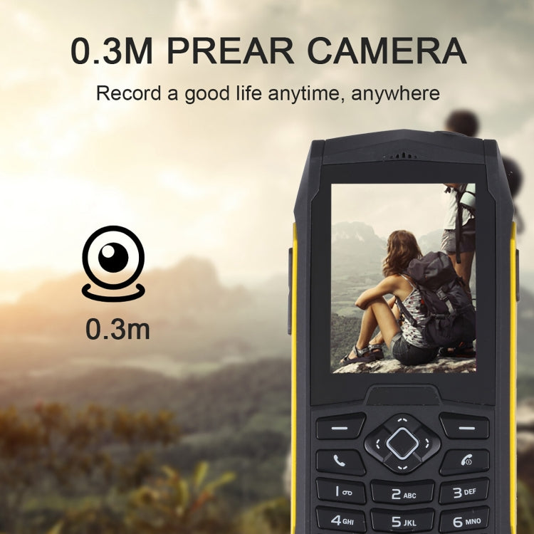 Rugtel R1D Rugged Phone, IP68 Waterproof Dustproof Shockproof, 2.4 inch, MTK6261D, 2000mAh Battery, Loud Box Speaker, FM, Network: 2G, Dual SIM(Yellow) - free shipping - PMC TechLife - Order now!