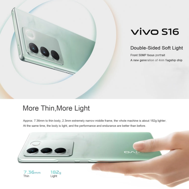 vivo S16 5G, 64MP Camera, 8GB+256GB, Triple Back Cameras, Srceen Fingerprint Identification, 4600mAh Battery, 6.78 inch Android 13 OriginOS 3 Qualcomm Snapdragon 870 Octa Core up to 3.2GHz, OTG, NFC, Network: 5G (Blue) - free shipping - PMC TechLife - Order now!