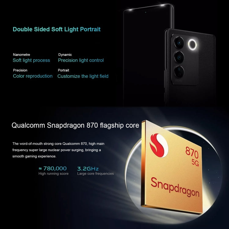 vivo S16 5G, 64MP Camera, 12GB+512GB, Triple Back Cameras, Srceen Fingerprint Identification, 4600mAh Battery, 6.78 inch Android 13 OriginOS 3 Qualcomm Snapdragon 870 Octa Core up to 3.2GHz, OTG, NFC, Network: 5G (Black) - free shipping - PMC TechLife - Order now!