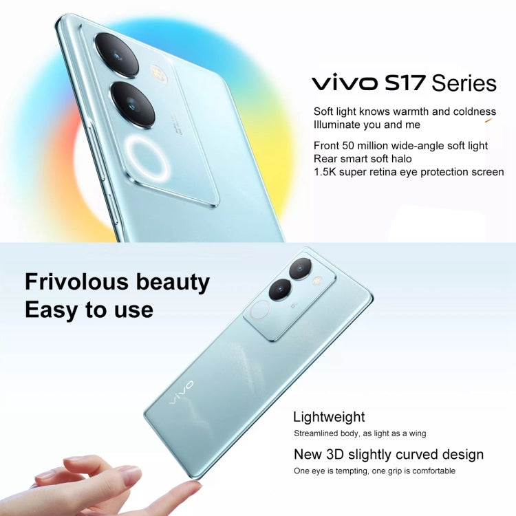 vivo S17 5G, 50MP Camera, 12GB+512GB, Dual Back Cameras, Screen Fingerprint Identification, 4600mAh Battery, 6.78 inch Android 13 OriginOS 3 Snapdragon 778G+ Octa Core up to 2.5GHz, OTG, NFC, Network: 5G (Blue) - free shipping - PMC TechLife - Order now!