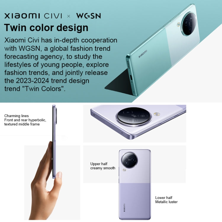 Xiaomi Civi 3 5G, 50MP Camera, 16GB+1TB, Triple Back Cameras + Dual Front Cameras, In-screen Fingerprint Identification, 4500mAh Battery, 6.55 inch MIUI 14 Dimensity 8200-Ultra Octa Core 4nm up to 3.1GHz, Network: 5G, NFC (Grey) - free shipping - PMC TechLife - Order now!