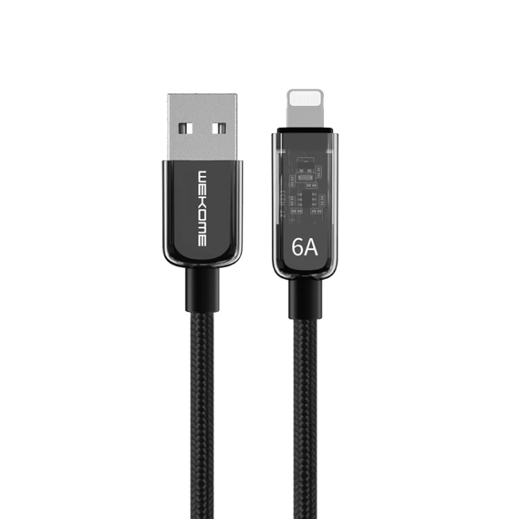 WK WDC-180 6A Pioneer Series USB to 8 Pin Transparent Fast Charge Data Cable, Length: 1m(Black) - Normal Style Cable by WK | Online Shopping South Africa | PMC TechLife