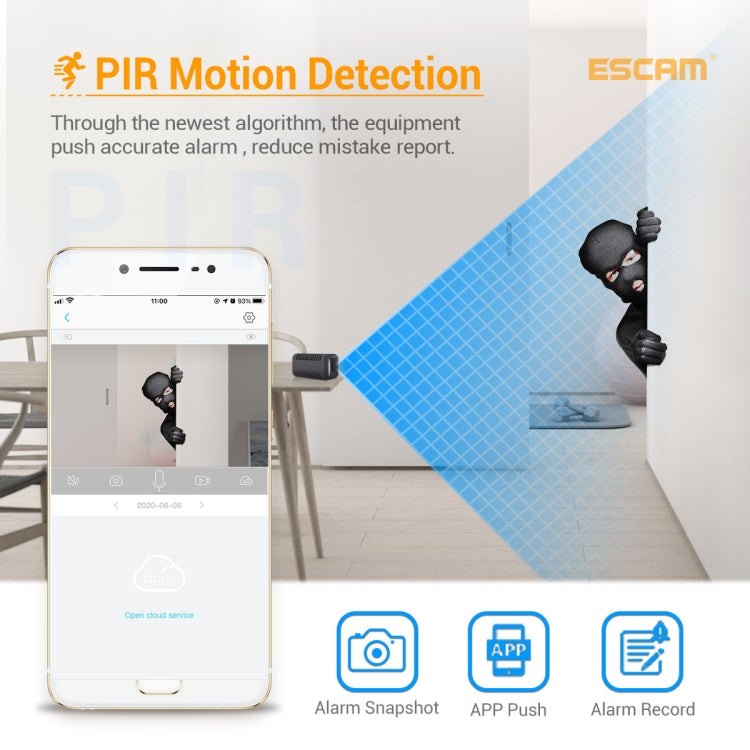 ESCAM G18 1080P Full HD Rechargeable Battery WiFi IP Camera, Support Night Vision / PIR Motion Detection / TF Card / Two Way Audio (Black) - free shipping - PMC TechLife - Order now!