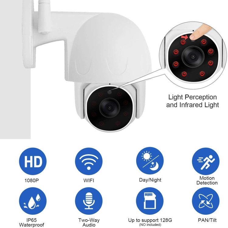 Tuya QX45 1080P Full HD IP65 Waterproof 2.4G Wireless IP Camera, Support Amazon Alexa & Google Home & Motion Detection & Two-way Audio & Night Vision & TF Card, EU Plug - Dome Camera by PMC TechLife | Online Shopping South Africa | PMC TechLife