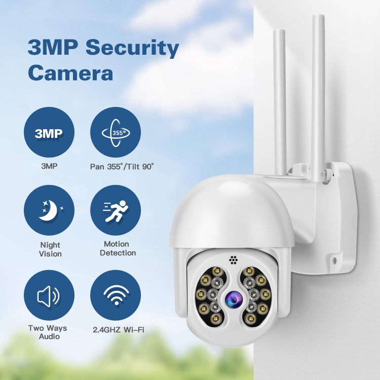 Tuya QX56 3.0 Million Pixels IP66 Waterproof 2.4G Wireless IP Camera, Support Amazon Alexa & Google Home & Motion Detection & Two-way Audio & Full Color Night Vision & TF Card, EU Plug - Dome Camera by PMC TechLife | Online Shopping South Africa | PMC TechLife