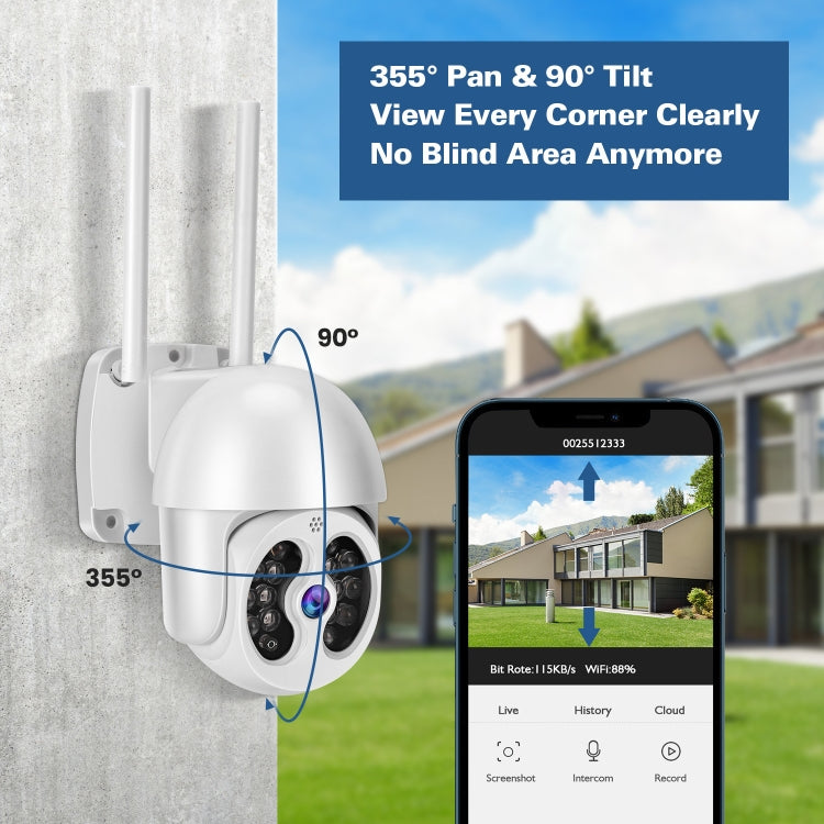 Tuya QX56 3.0 Million Pixels IP66 Waterproof 2.4G Wireless IP Camera, Support Amazon Alexa & Google Home & Motion Detection & Two-way Audio & Full Color Night Vision & TF Card, AU Plug - Dome Camera by PMC TechLife | Online Shopping South Africa | PMC TechLife