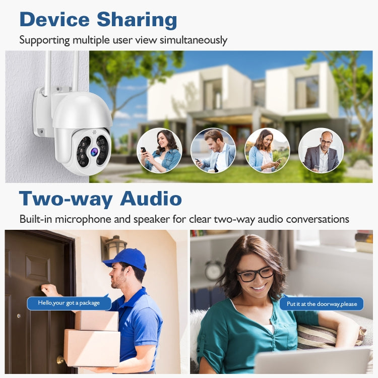 Tuya QX56 3.0 Million Pixels IP66 Waterproof 2.4G Wireless IP Camera, Support Amazon Alexa & Google Home & Motion Detection & Two-way Audio & Full Color Night Vision & TF Card, UK Plug - Dome Camera by PMC TechLife | Online Shopping South Africa | PMC TechLife
