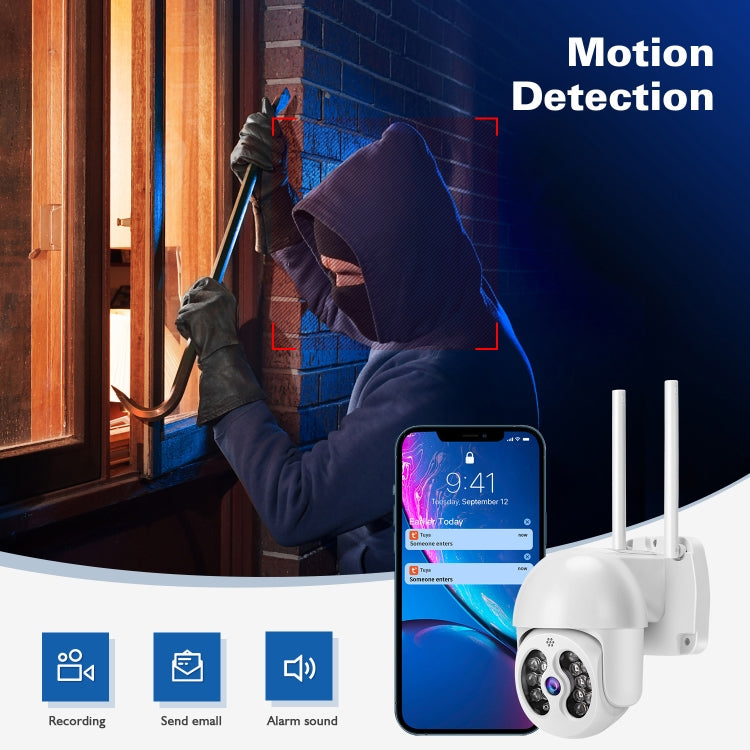 Tuya QX56 3.0 Million Pixels IP66 Waterproof 2.4G Wireless IP Camera, Support Amazon Alexa & Google Home & Motion Detection & Two-way Audio & Full Color Night Vision & TF Card, EU Plug - Dome Camera by PMC TechLife | Online Shopping South Africa | PMC TechLife