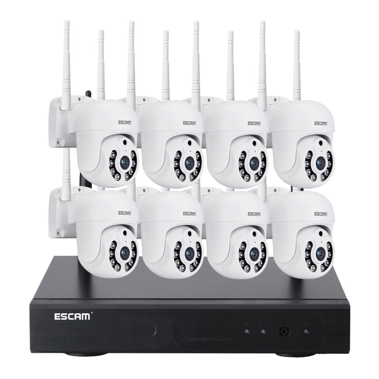 ESCAM WNK718 HD 3.0 Million Pixels 8-channel Wireless + 8IPC Wireless NVR Security System, UK Plug - free shipping - PMC TechLife - Order now!