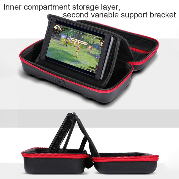 Portable EVA Storage Bag Protective Case Handbag with Holder Function for Nintendo Switch Console, Size: 26x12.5x7cm(Black Red) - Bags by PMC TechLife | Online Shopping South Africa | PMC TechLife