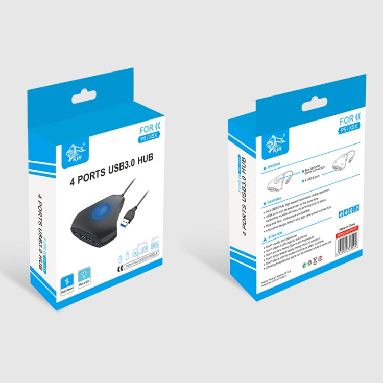 KJH P5-015 4 in 1 Hub Converter USB 3.0 Blue Light Expansion Adapter Splitter Charger Connector Splitter For PS5 / Xbox Series X - Adapter & Cables by PMC TechLife | Online Shopping South Africa | PMC TechLife