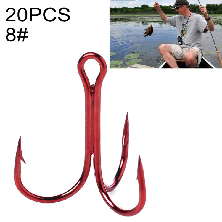 HENGJIA 20 PCS Classic Red High Carbon Steel Fishing Three-jaw Treble Hooks - Fishing Hooks by HENGJIA | Online Shopping South Africa | PMC TechLife | Buy Now Pay Later Mobicred