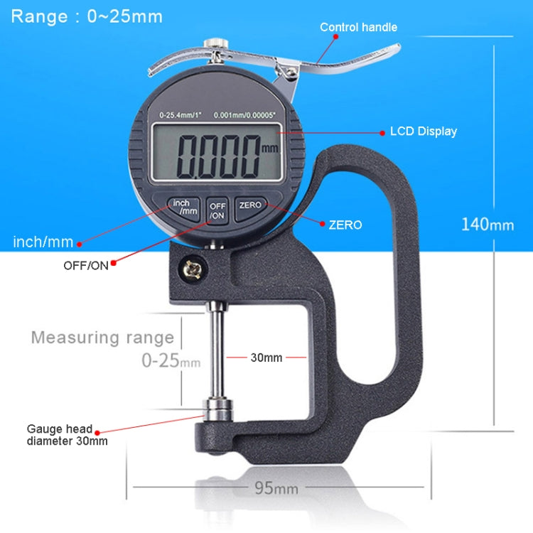 0-25mm Range 30mm Probe Digital Display Percentage Thickness Gauge - Coating Thickness Gauge by PMC TechLife | Online Shopping South Africa | PMC TechLife | Buy Now Pay Later Mobicred