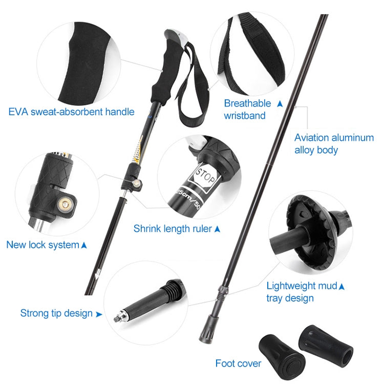 Aotu AT7558 125cm Aluminum Alloy Outdoor Camping Folding Corky Trekking Poles EVA Handle Alpenstock - Folding Crutch by AOTU | Online Shopping South Africa | PMC TechLife | Buy Now Pay Later Mobicred