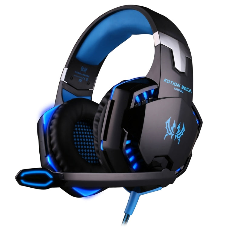 KOTION EACH G2000 Over-ear Game Gaming Headphone Headset Earphone Headband with Mic Stereo Bass LED Light for PC Gamer,Cable Length: About 2.2m(Blue + Black) - Multimedia Headset by KOTION EACH | Online Shopping South Africa | PMC TechLife | Buy Now Pay Later Mobicred