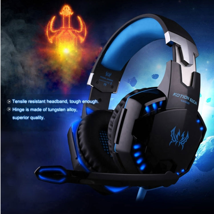 KOTION EACH G2000 Over-ear Game Gaming Headphone Headset Earphone Headband with Mic Stereo Bass LED Light for PC Gamer,Cable Length: About 2.2m(Blue + Black) - Multimedia Headset by KOTION EACH | Online Shopping South Africa | PMC TechLife | Buy Now Pay Later Mobicred