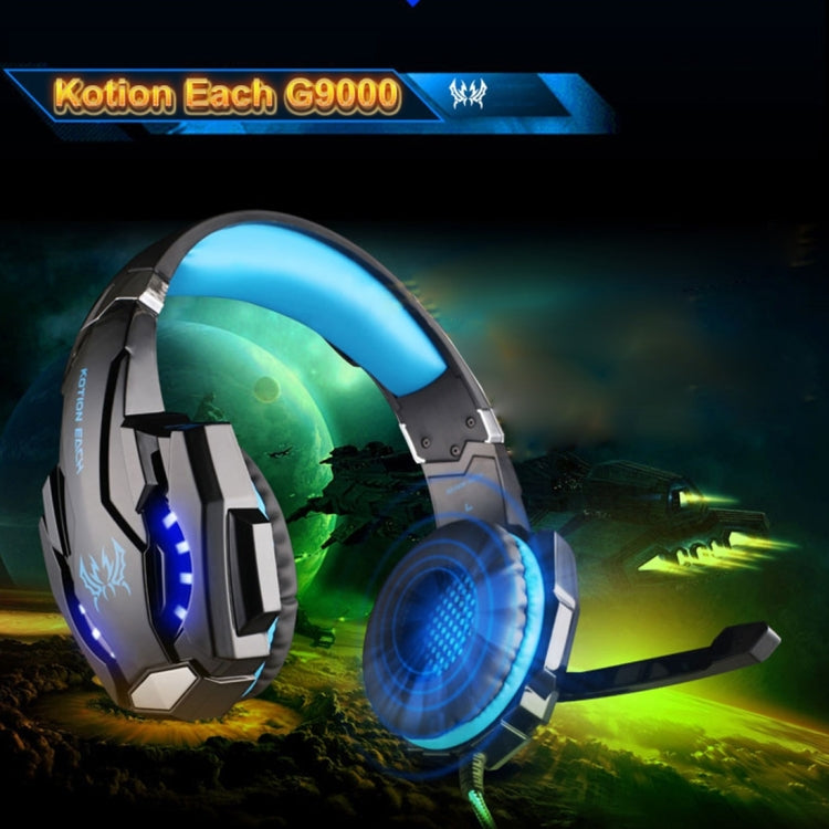 KOTION EACH G9000 3.5mm Game Gaming Headphone Headset Earphone Headband with Microphone LED Light for Laptop / Tablet / Mobile Phones,Cable Length: About 2.2m(Black Red) - free shipping - PMC TechLife - Order now!