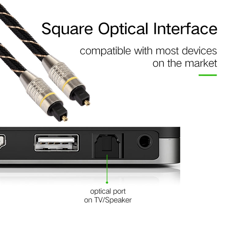 1.5m OD6.0mm Gold Plated Metal Head Woven Net Line Toslink Male to Male Digital Optical Audio Cable - free shipping - PMC TechLife - Order now!