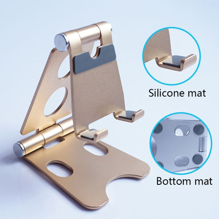 ROOSTAND R2 Aluminum Alloy Mobile Desktop Tablet Bracket Double Folding Lazy Artifact, Size: 6.4x7x9cm(Champagne Gold) - Desktop Holder by PMC TechLife | Online Shopping South Africa | PMC TechLife