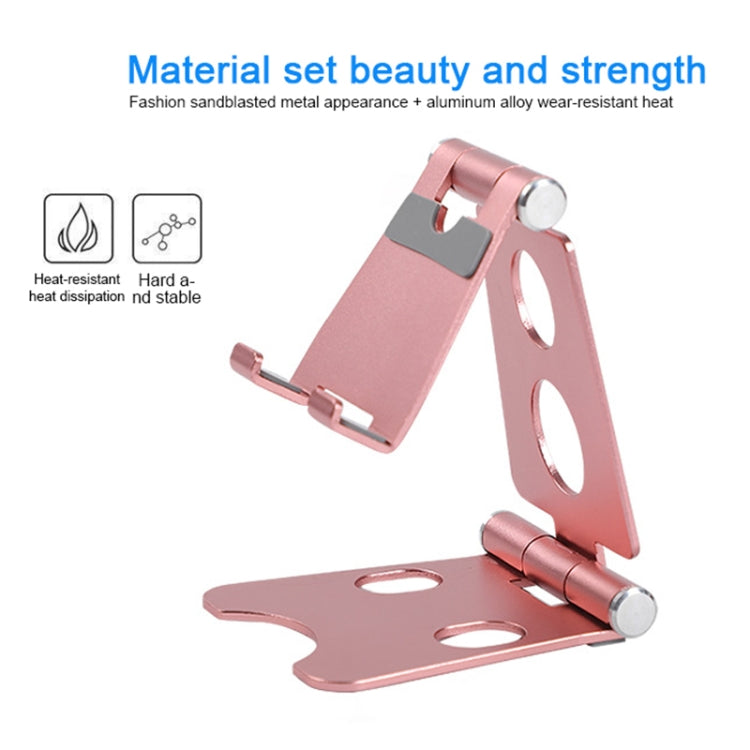 ROOSTAND R2 Aluminum Alloy Mobile Desktop Tablet Bracket Double Folding Lazy Artifact, Size: 6.4x7x9cm(Rose Gold) - Desktop Holder by PMC TechLife | Online Shopping South Africa | PMC TechLife