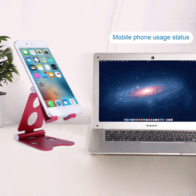 ROOSTAND R2 Aluminum Alloy Mobile Desktop Tablet Bracket Double Folding Lazy Artifact, Size: 6.4x7x9cm(Rose Red) - Desktop Holder by PMC TechLife | Online Shopping South Africa | PMC TechLife