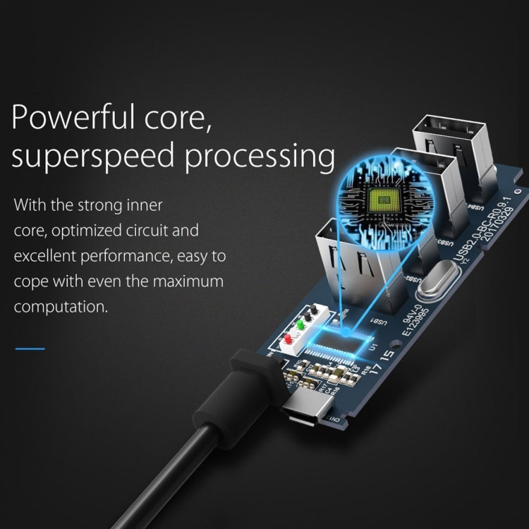 ORICO W5P-U2-100 USB 2.0 Desktop HUB with 100cm Micro USB Cable Power Supply(Black) - free shipping - PMC TechLife - Order now!