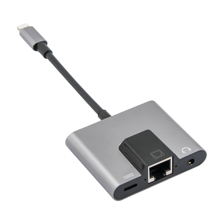 NK-1056 3 in 1 8 Pin Male to 8 Pin Charging + RJ45 Ethernet + 3.5mm Earphone Female Adapter - Converter & Adapter by PMC TechLife | Online Shopping South Africa | PMC TechLife
