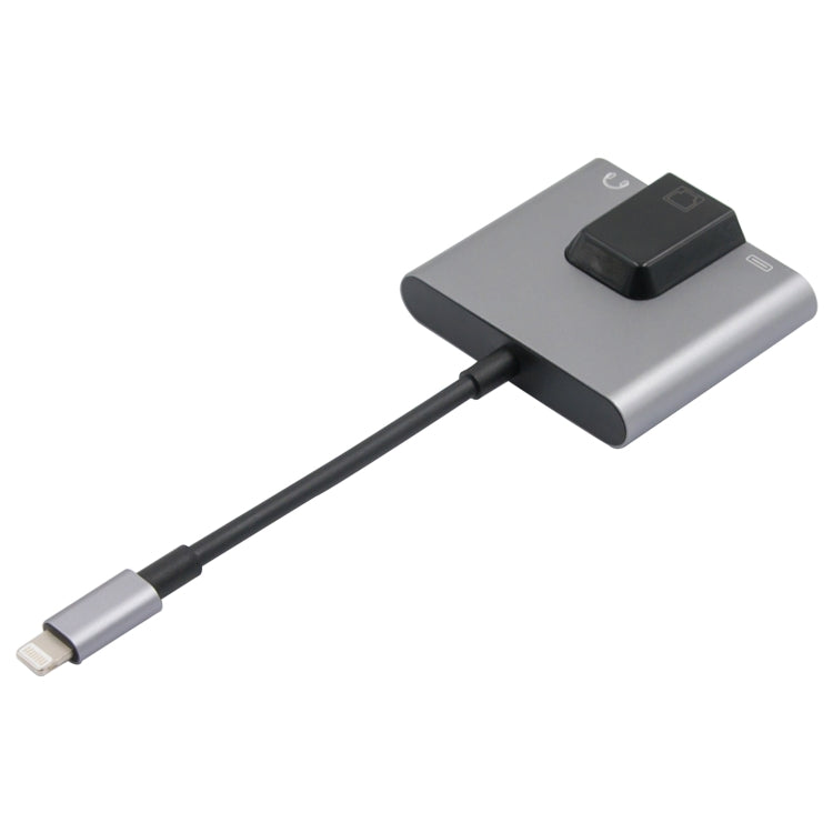 NK-1056 3 in 1 8 Pin Male to 8 Pin Charging + RJ45 Ethernet + 3.5mm Earphone Female Adapter - Converter & Adapter by PMC TechLife | Online Shopping South Africa | PMC TechLife