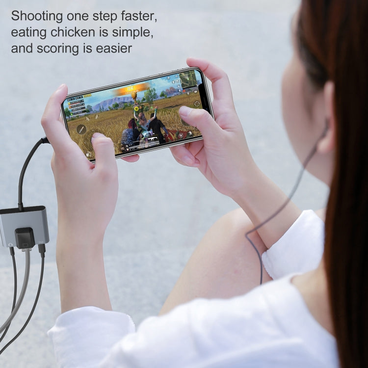 NK-1056 3 in 1 8 Pin Male to 8 Pin Charging + RJ45 Ethernet + 3.5mm Earphone Female Adapter - Converter & Adapter by PMC TechLife | Online Shopping South Africa | PMC TechLife