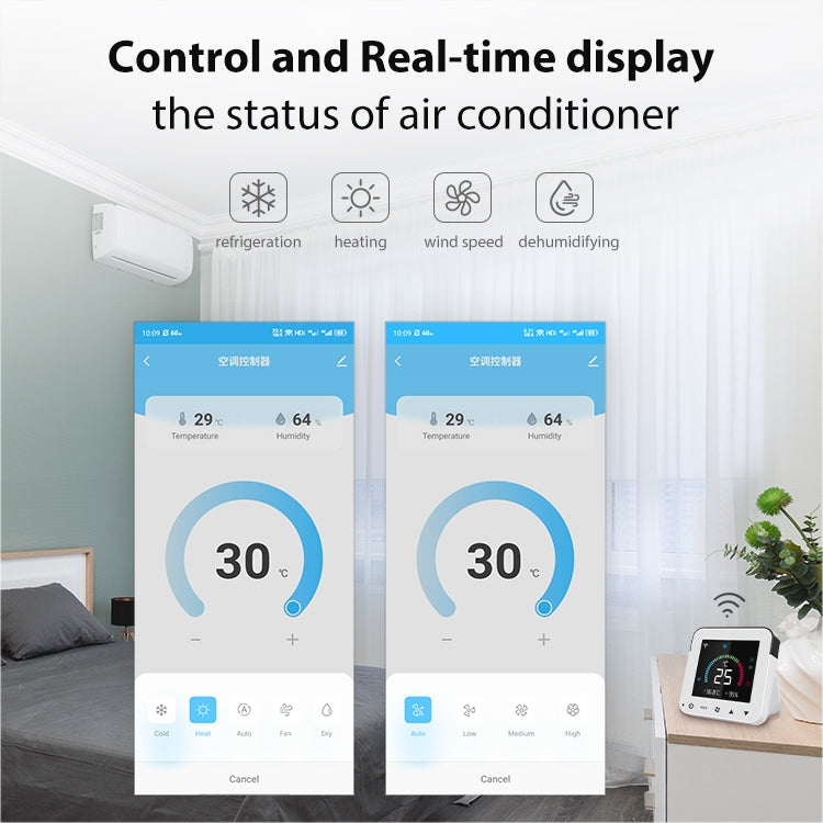 NEO NAS-RT01W WiFi Smart Color Screen Infrared Air Conditioner Controller Thermostat(White) - free shipping - PMC TechLife - Order now!