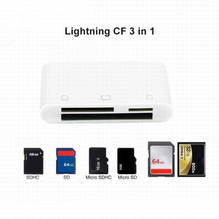 NK-1011 3 in 1 CF Card / TF Card / SD Card Reader For 8 Pin Devices - U Disk & Card Reader by PMC TechLife | Online Shopping South Africa | PMC TechLife