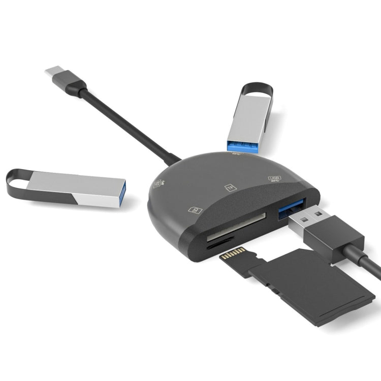 NK-3039 5 in 1 USB-C / Type-C Male to TF / SD Card Slot + 3 USB Female Adapter - free shipping - PMC TechLife - Order now!