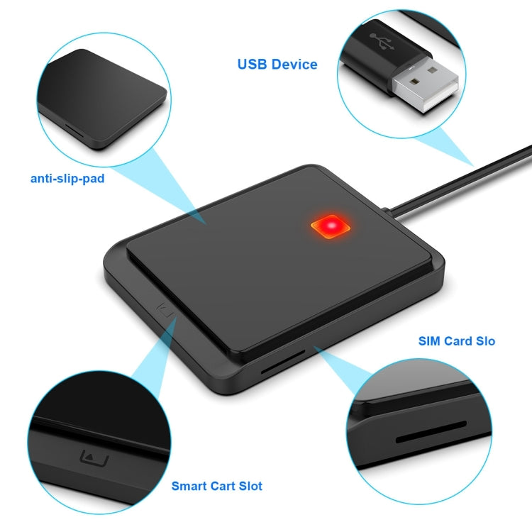 Rocketek CR317 USB 2.0 SIM  / ID / CAC Smart Card 2 in 1 Card Reader (Black) -  by ROCKETEK | Online Shopping South Africa | PMC TechLife | Buy Now Pay Later Mobicred
