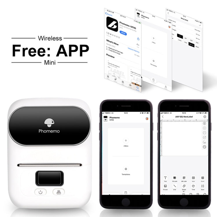 Phomemo M110 Home Handheld Mini Bluetooth Thermal Printer (White) - Printer by PMC TechLife | Online Shopping South Africa | PMC TechLife