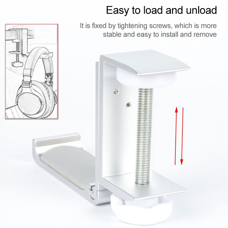 Paste Screw Type Metal Foldable Headset Stand Display Hanger(Silver) - Anti-lost & Holder by PMC TechLife | Online Shopping South Africa | PMC TechLife