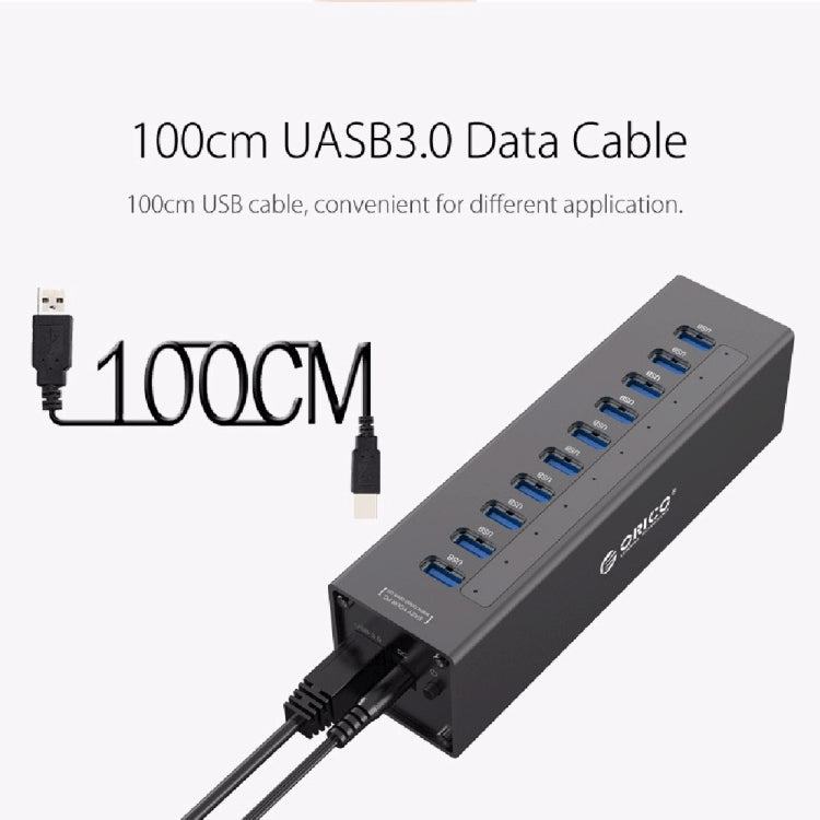 ORICO A3H10 Aluminum High Speed 10 Ports USB 3.0 HUB with Power Adapter for Laptops(Black) - free shipping - PMC TechLife - Order now!