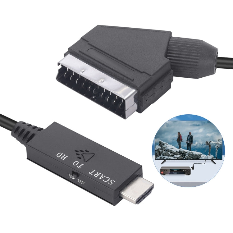Scart To HDMI-Compatible Converter Video Audio Adapter Cable (Black) - free shipping - PMC TechLife - Order now!