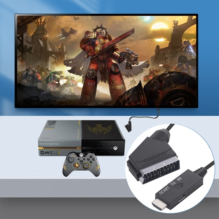 Scart To HDMI-Compatible Converter Video Audio Adapter Cable (Black) - free shipping - PMC TechLife - Order now!