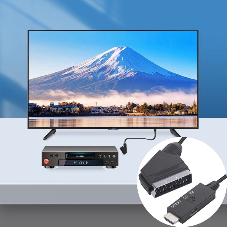 Scart To HDMI-Compatible Converter Video Audio Adapter Cable (Black) - free shipping - PMC TechLife - Order now!