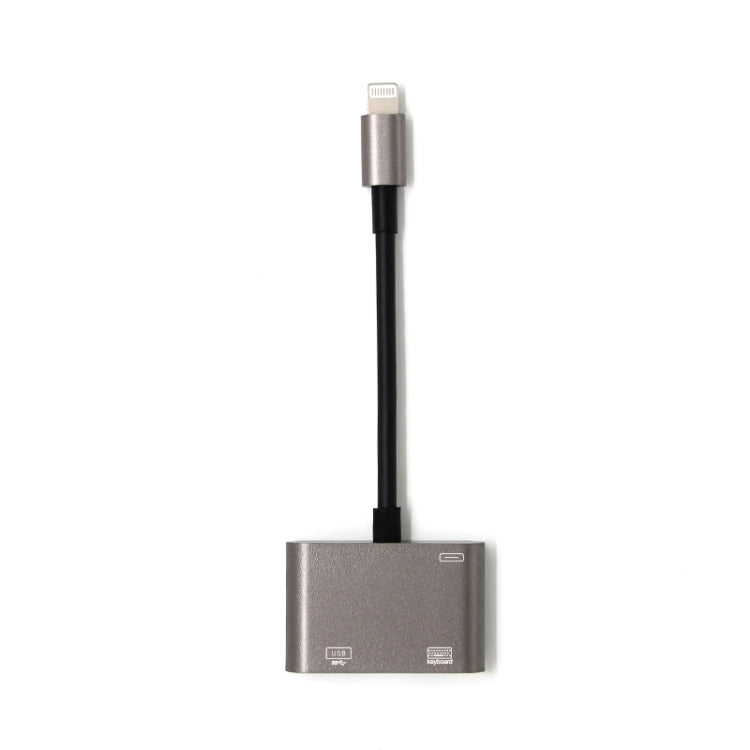NK-109KEY 3 in 1 8 Pin Male to USB + USB Keyboard Female OTG Adapter - free shipping - PMC TechLife - Order now!