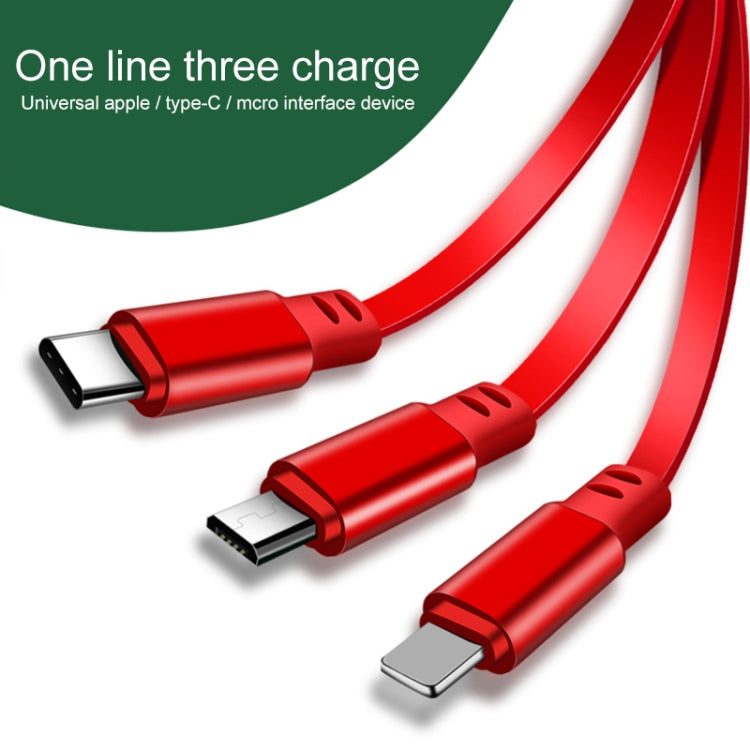 1.2m 3.5A Max 3 in 1 USB to USB-C / Type-C + 8Pin + Micro USB Retractable Charging Cable(Red) - Multifunction Cable by PMC TechLife | Online Shopping South Africa | PMC TechLife