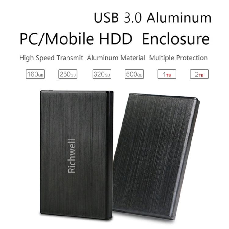 Richwell SATA R23-SATA-160GB 160GB 2.5 inch USB3.0 Interface Mobile Hard Disk Drive(Black) - free shipping - PMC TechLife - Order now!