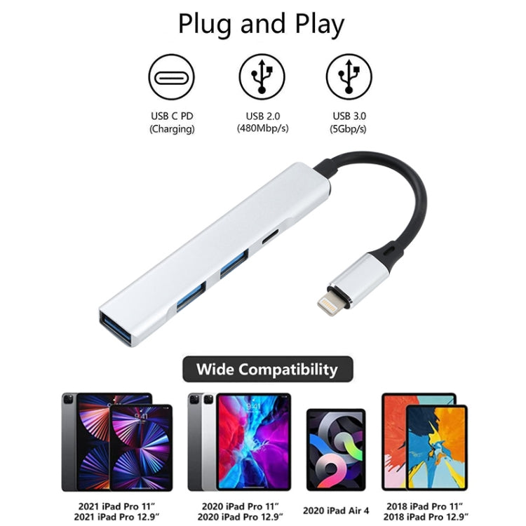 S-209 3 in 1 8 Pin Male to Dual USB 2.0 + USB 3.0 Female Adapter HUB(Silver Grey) - Converter & Adapter by PMC TechLife | Online Shopping South Africa | PMC TechLife