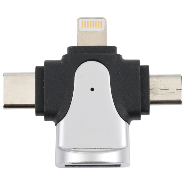3 in 1 8 Pin + USB-C / Type-C + Micro USB Male to USB 3.0 Female Zinc Alloy Adapter - Converter & Adapter by PMC TechLife | Online Shopping South Africa | PMC TechLife