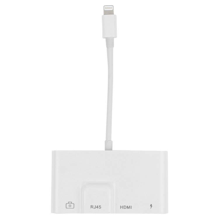 4 in 1 8 Pin Male to 8 Pin Power + RJ45 Ethernet + HDMI + USB Camera Female OTG Digital AV Adapter - Converter & Adapter by PMC TechLife | Online Shopping South Africa | PMC TechLife
