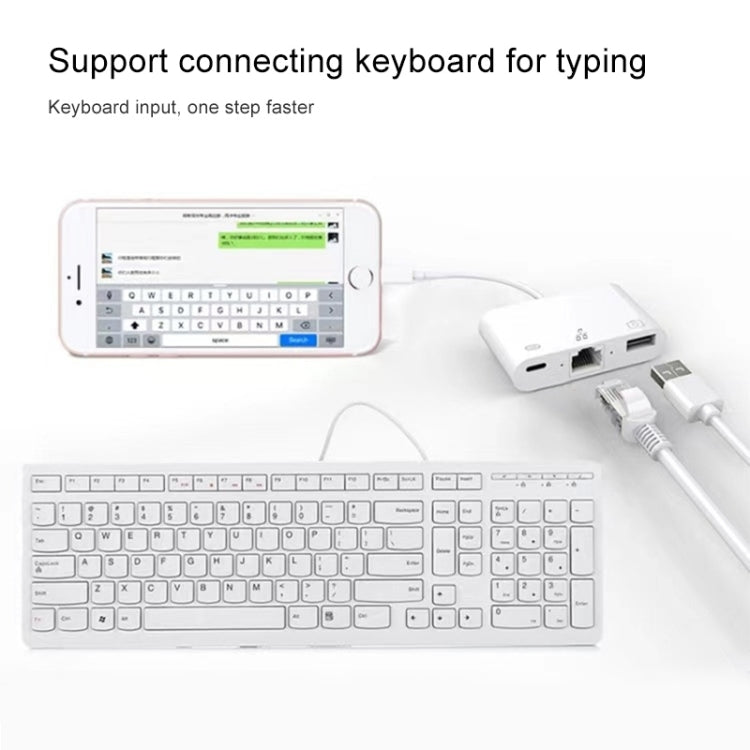 NK-107 3 in 1 8 Pin Male to USB + 1000M Ethernet + 8 Pin Power Female Adapter - Converter & Adapter by PMC TechLife | Online Shopping South Africa | PMC TechLife
