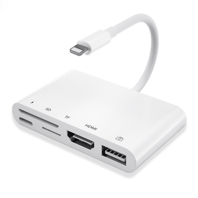5 in 1 8 Pin Male to USB + HDMI + TF / SD Card Slot + 8 Pin Power Female OTG Digital AV Adapter - Converter & Adapter by PMC TechLife | Online Shopping South Africa | PMC TechLife