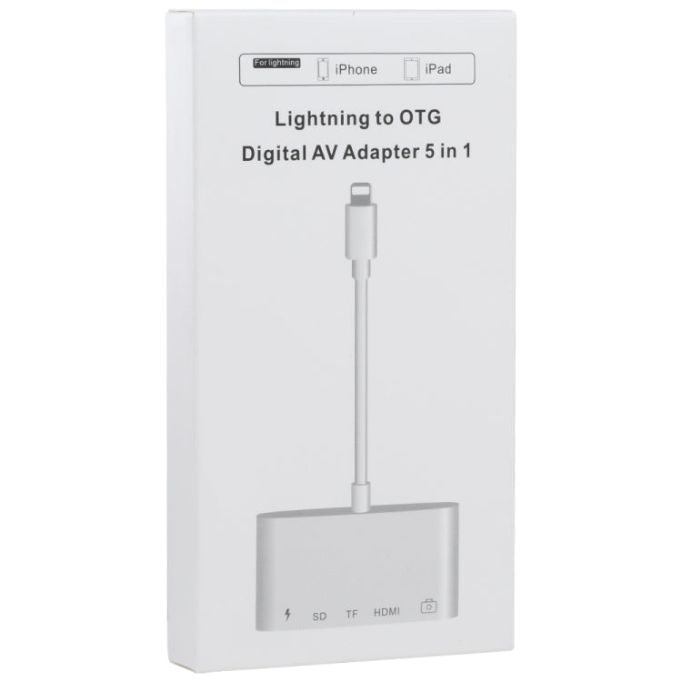 5 in 1 8 Pin Male to USB + HDMI + TF / SD Card Slot + 8 Pin Power Female OTG Digital AV Adapter - Converter & Adapter by PMC TechLife | Online Shopping South Africa | PMC TechLife