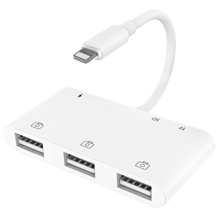 6 in 1 8 Pin Male to 3 USB + TF / SD Card Slot + 8 Pin Power Female Adapter - Converter & Adapter by PMC TechLife | Online Shopping South Africa | PMC TechLife